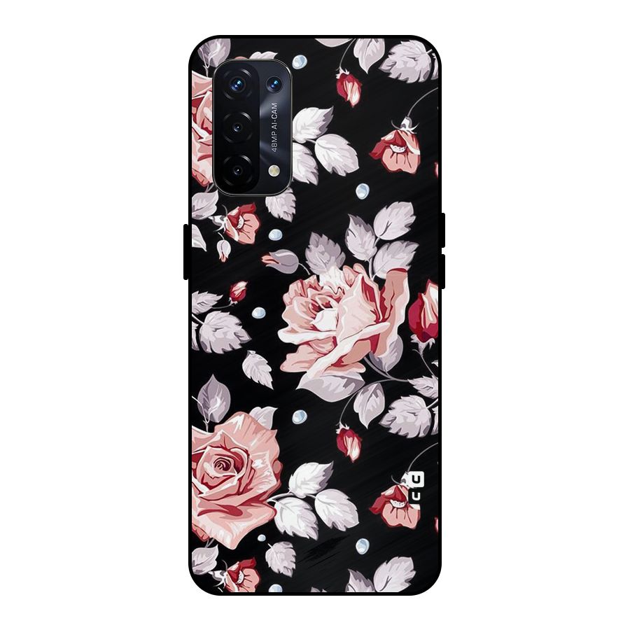 Artsy Floral Metal Back Case for Oppo A74 5G