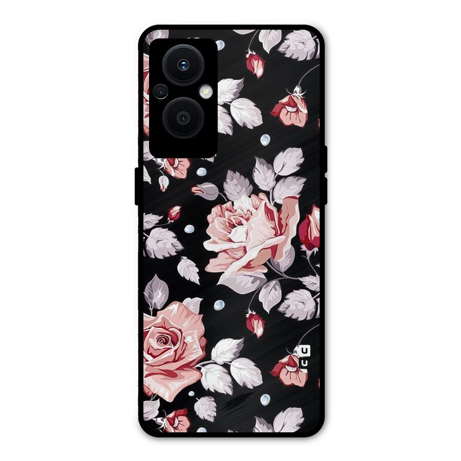 Artsy Floral Metal Back Case for Oppo F21s Pro 5G