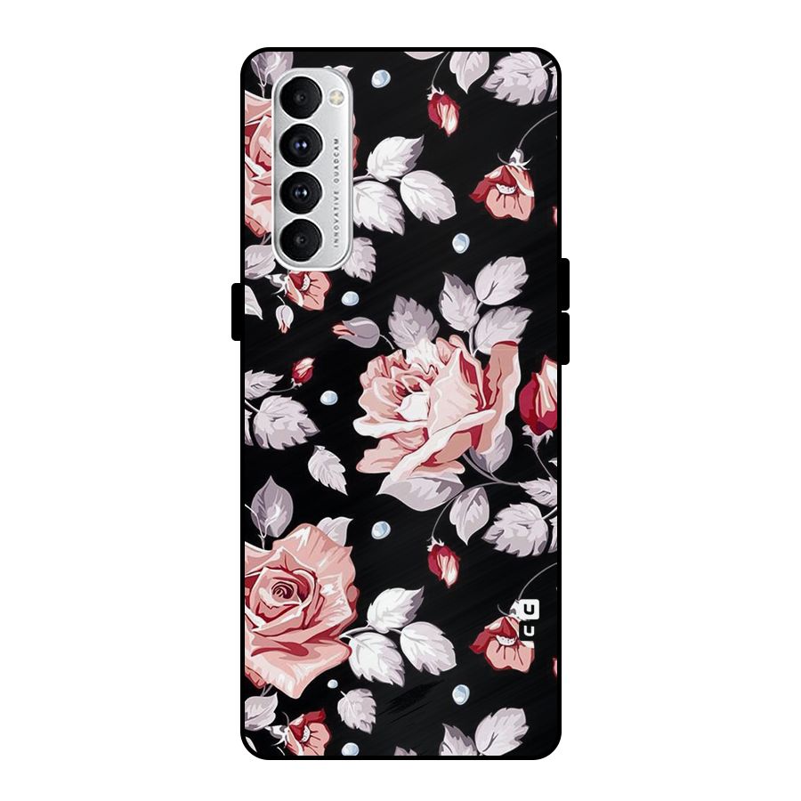 Artsy Floral Metal Back Case for Oppo Reno4 Pro