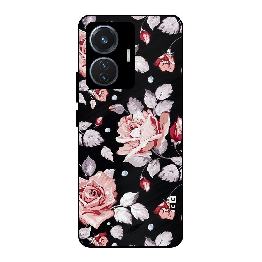 Artsy Floral Metal Back Case for Vivo T1 44W