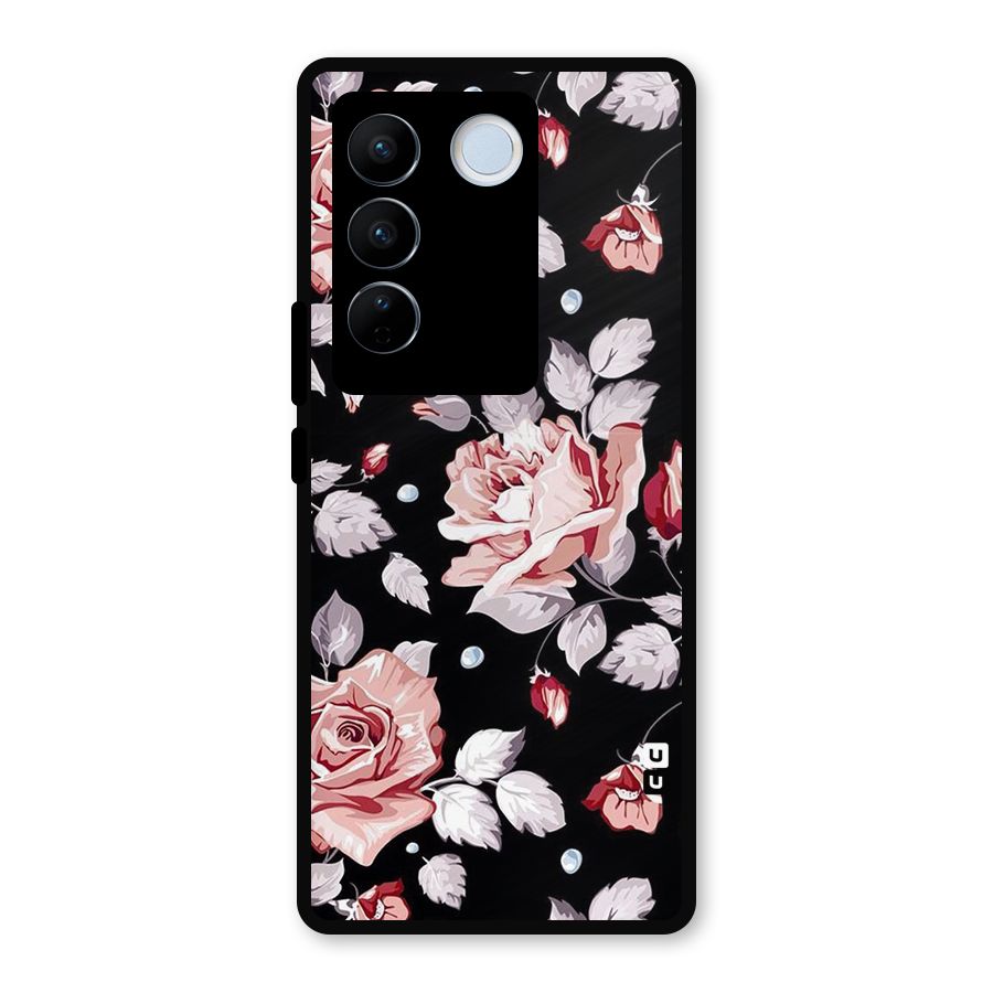 Artsy Floral Metal Back Case for Vivo V27 Pro