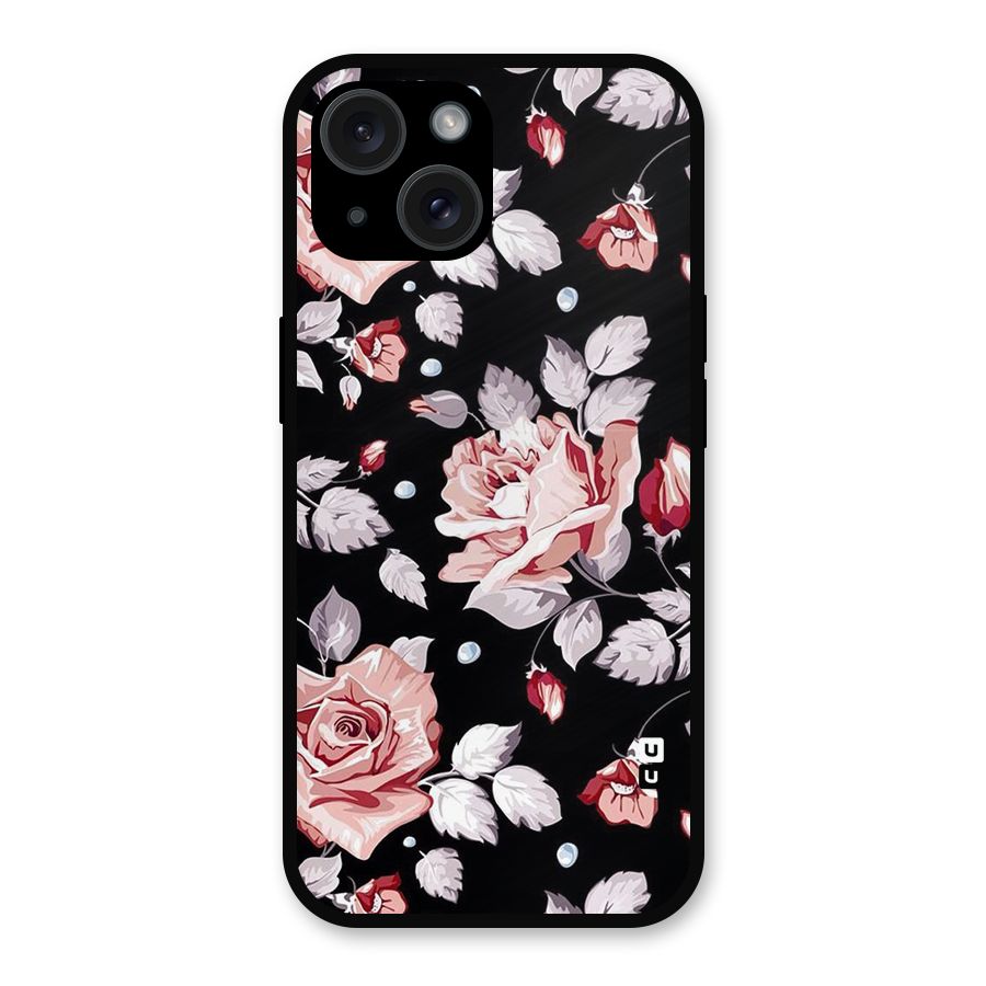 Artsy Floral Metal Back Case for iPhone 15
