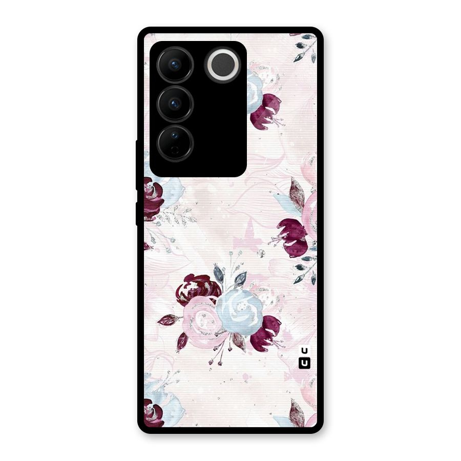 Artsy Florasy Glass Back Case for Vivo V27 Pro