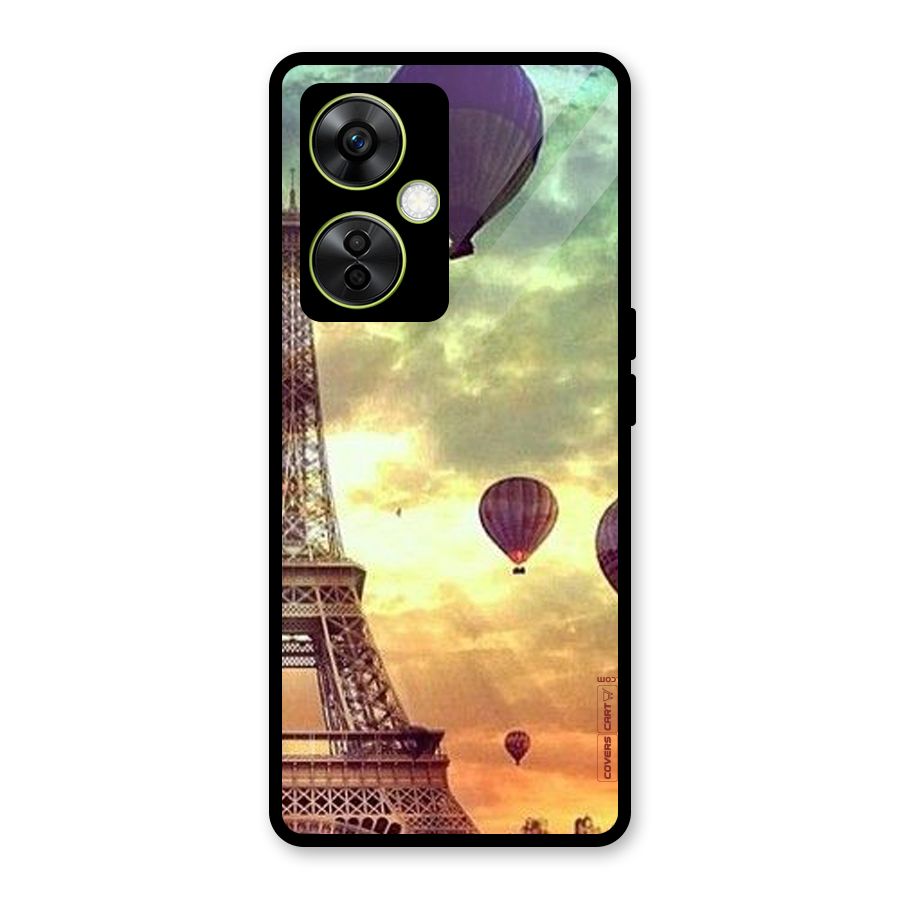 Artsy Hot Balloon And Tower Glass Back Case for OnePlus Nord CE 3 Lite