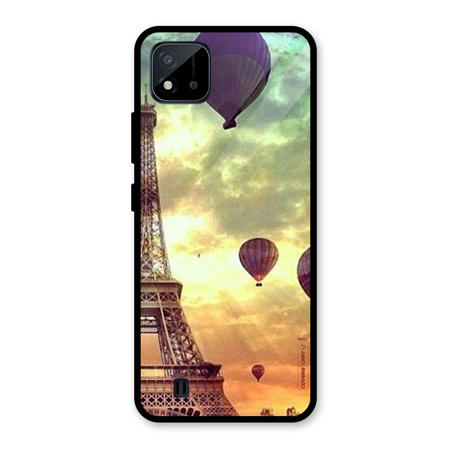 Artsy Hot Balloon And Tower Glass Back Case for Realme C11 2021