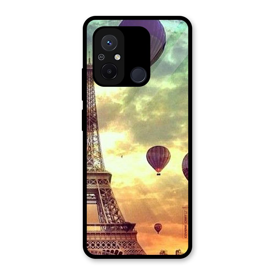 Artsy Hot Balloon And Tower Glass Back Case for Redmi 12C