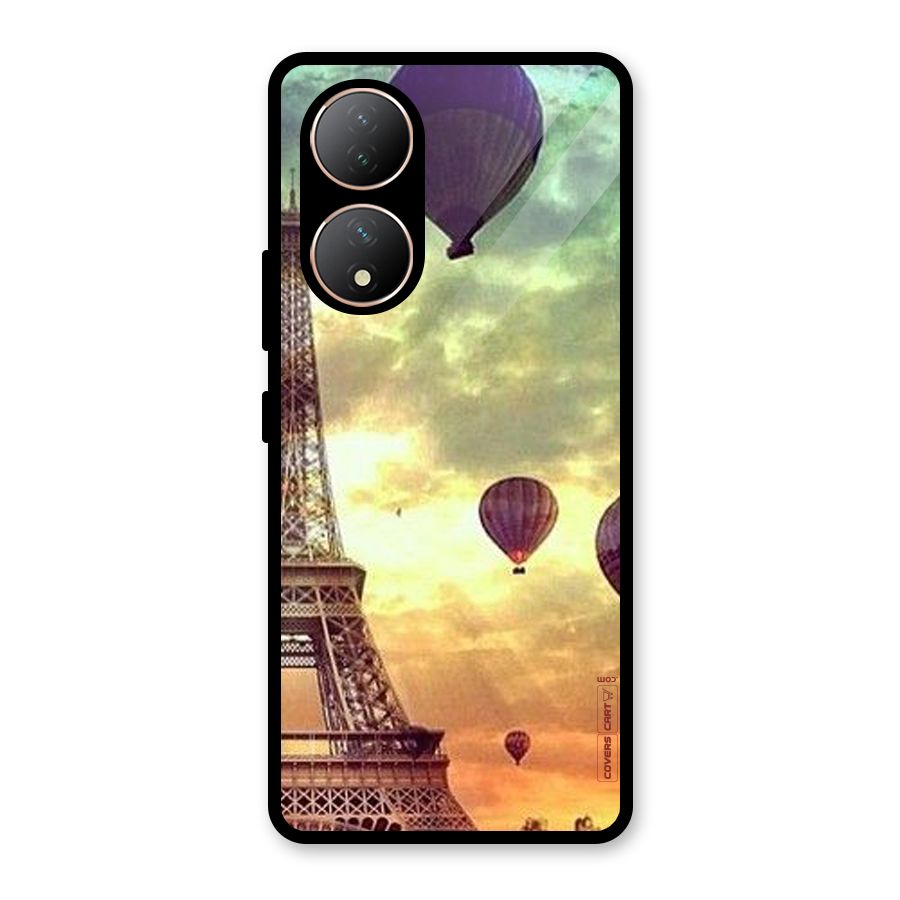 Artsy Hot Balloon And Tower Glass Back Case for Vivo Y100A