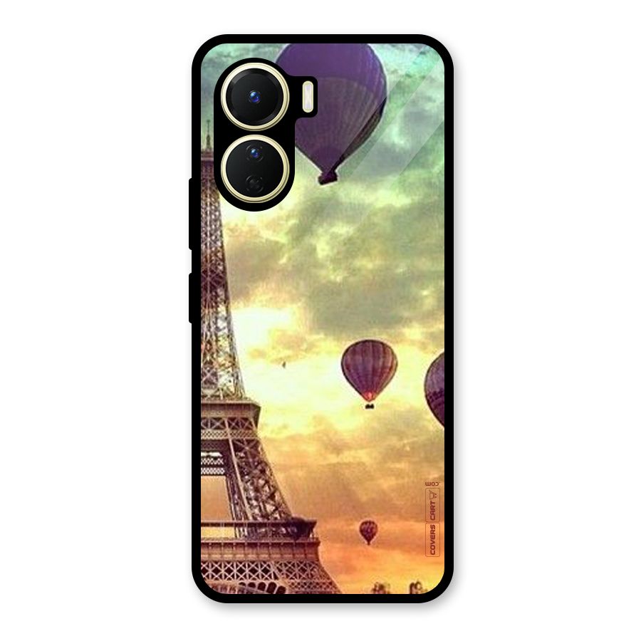 Artsy Hot Balloon And Tower Glass Back Case for Vivo Y16