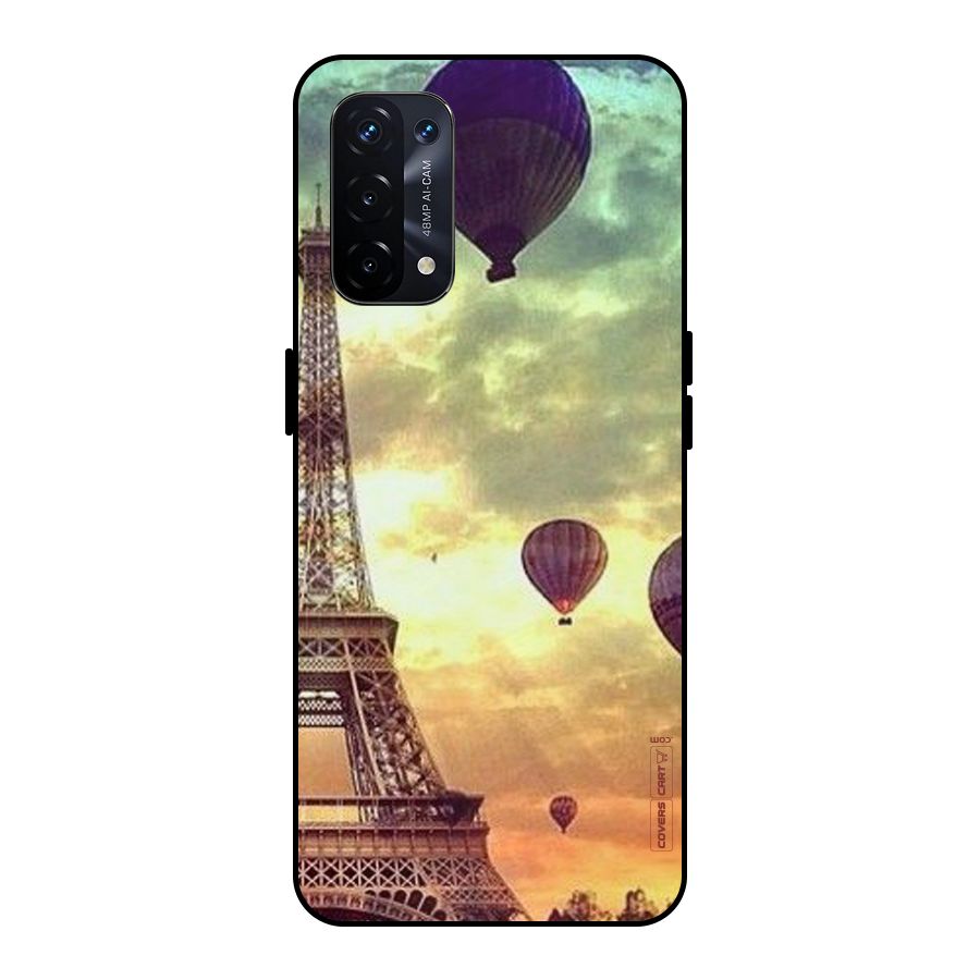 Artsy Hot Balloon And Tower Metal Back Case for Oppo A74 5G
