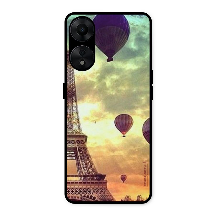 Artsy Hot Balloon And Tower Metal Back Case for Oppo A78 5G