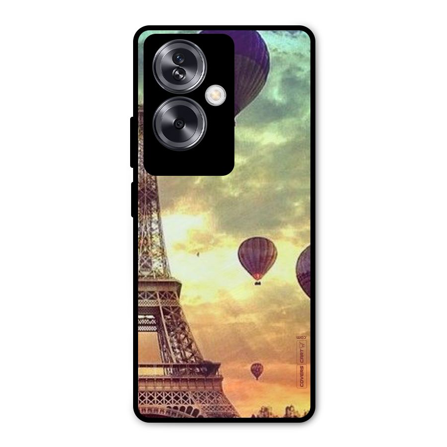 Artsy Hot Balloon And Tower Metal Back Case for Oppo A79 5G