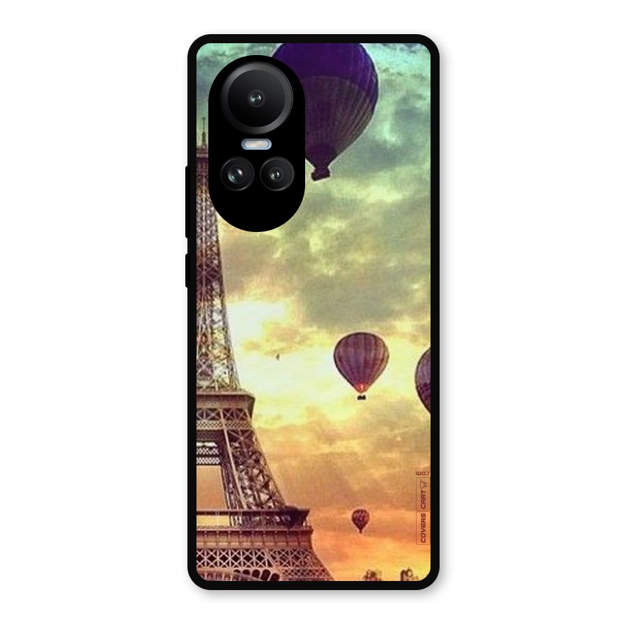 Artsy Hot Balloon And Tower Metal Back Case for Oppo Reno10