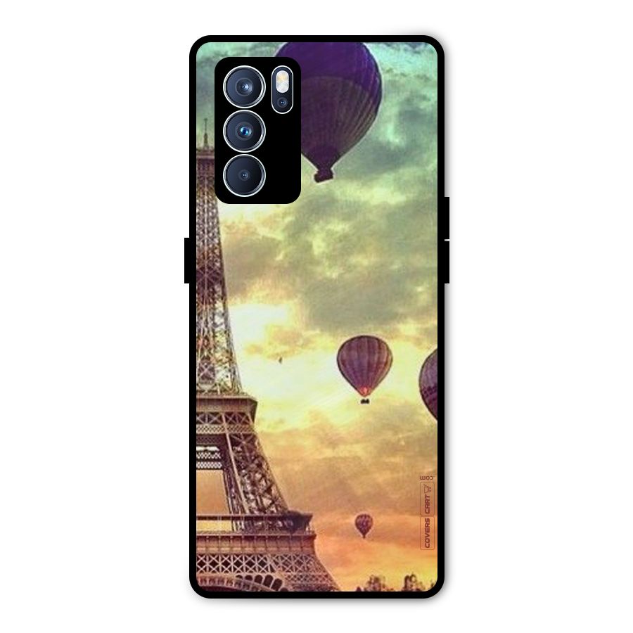 Artsy Hot Balloon And Tower Metal Back Case for Oppo Reno6 Pro 5G