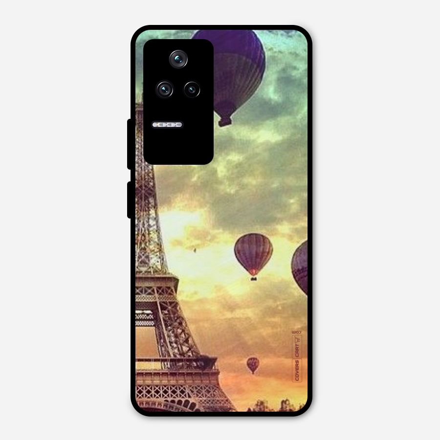 Artsy Hot Balloon And Tower Metal Back Case for Poco F4 5G
