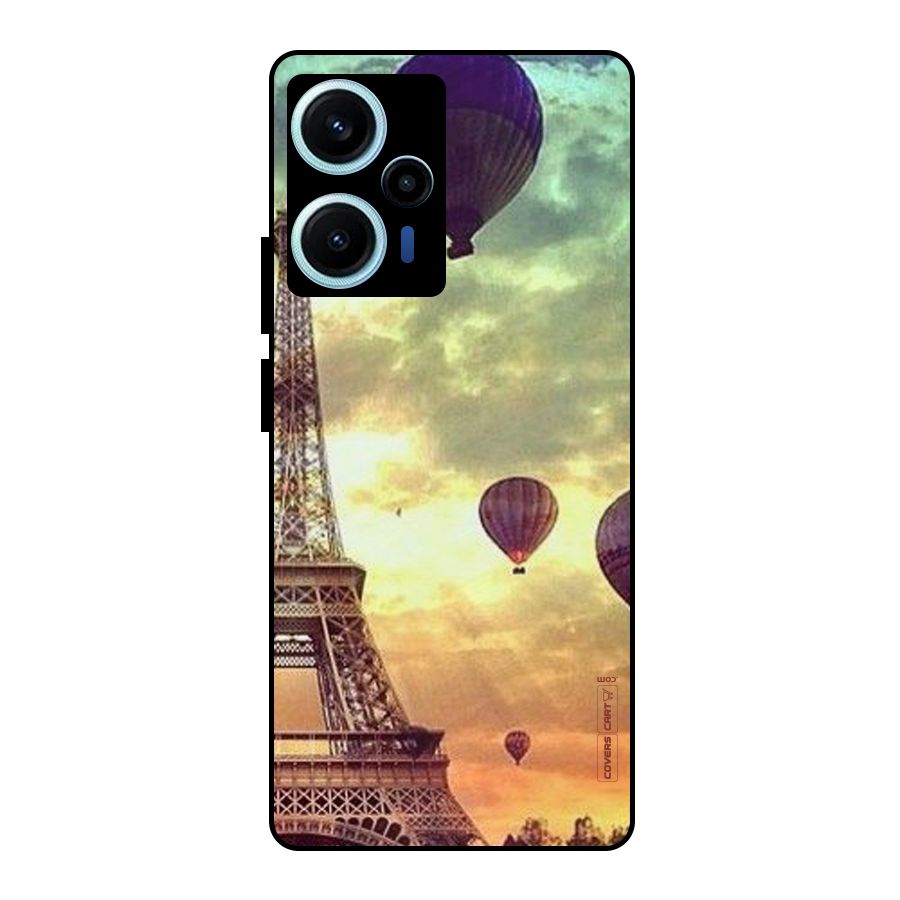 Artsy Hot Balloon And Tower Metal Back Case for Poco F5