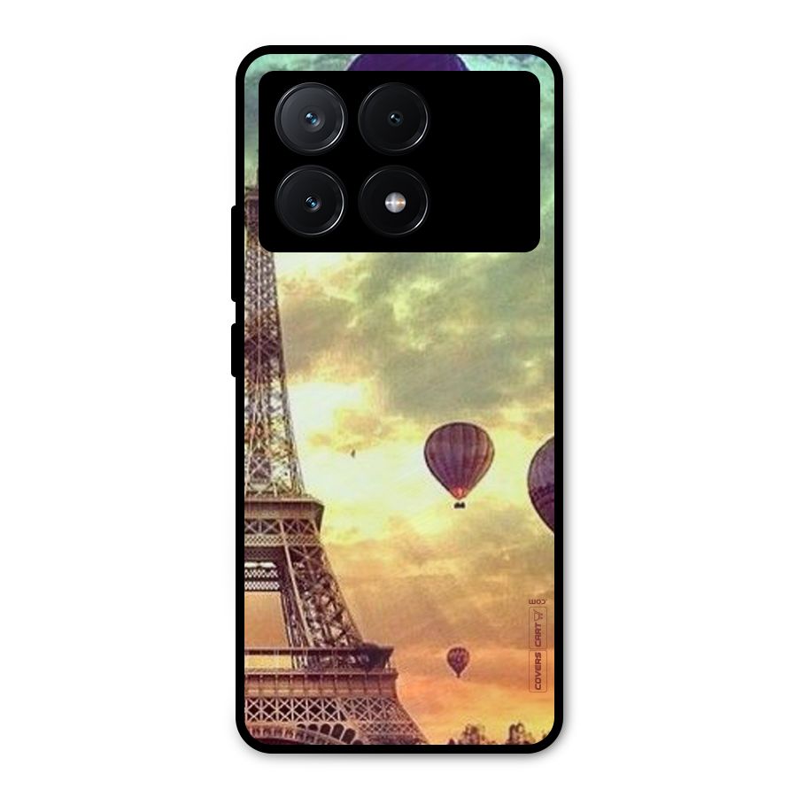 Artsy Hot Balloon And Tower Metal Back Case for Poco X6 Pro