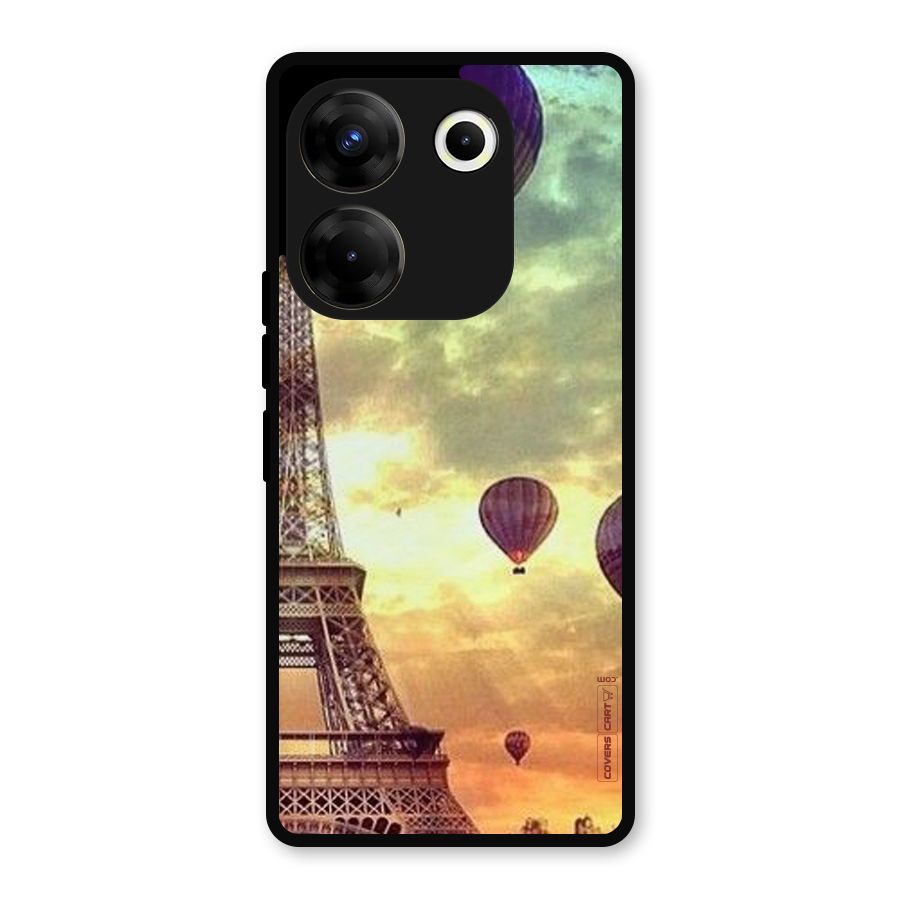 Artsy Hot Balloon And Tower Metal Back Case for Tecno Camon 20