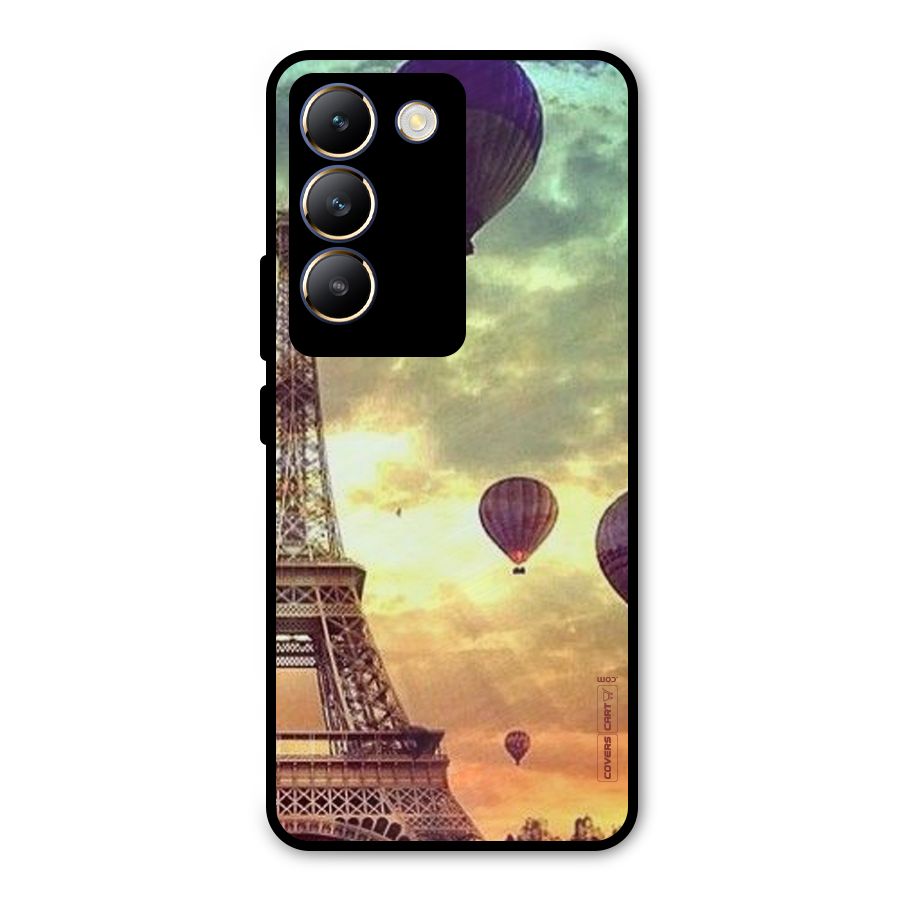 Artsy Hot Balloon And Tower Metal Back Case for Vivo T3 5G