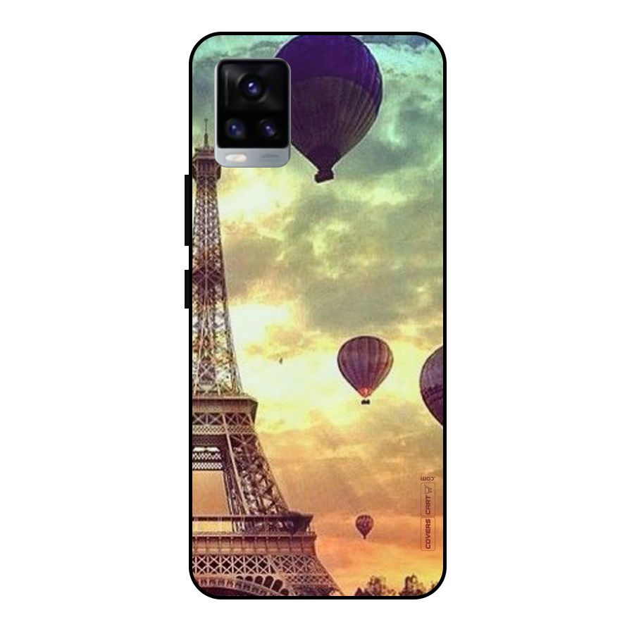 Artsy Hot Balloon And Tower Metal Back Case for Vivo V20 2021
