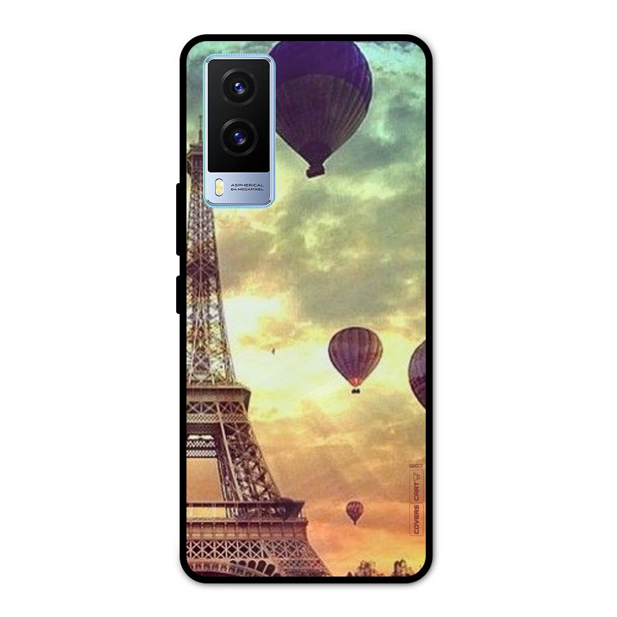 Artsy Hot Balloon And Tower Metal Back Case for Vivo V21e 5G
