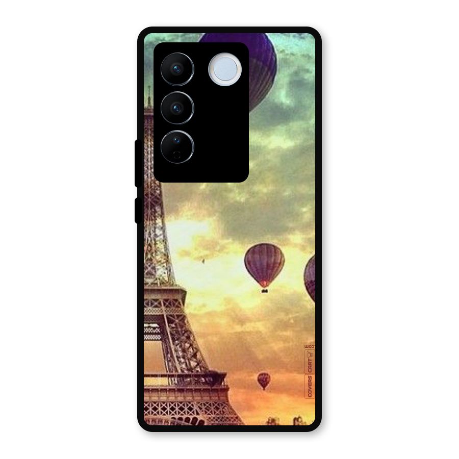 Artsy Hot Balloon And Tower Metal Back Case for Vivo V27