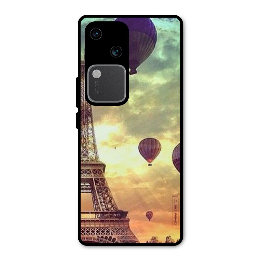 Artsy Hot Balloon And Tower Metal Back Case for Vivo V30 Pro