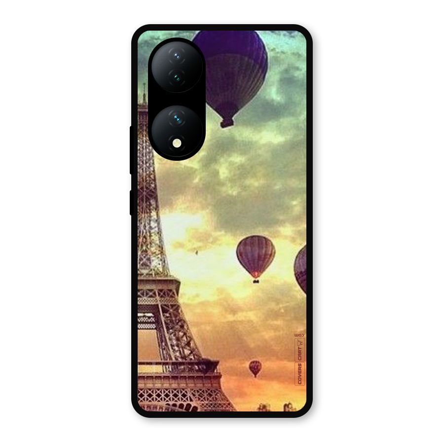 Artsy Hot Balloon And Tower Metal Back Case for Vivo Y100a