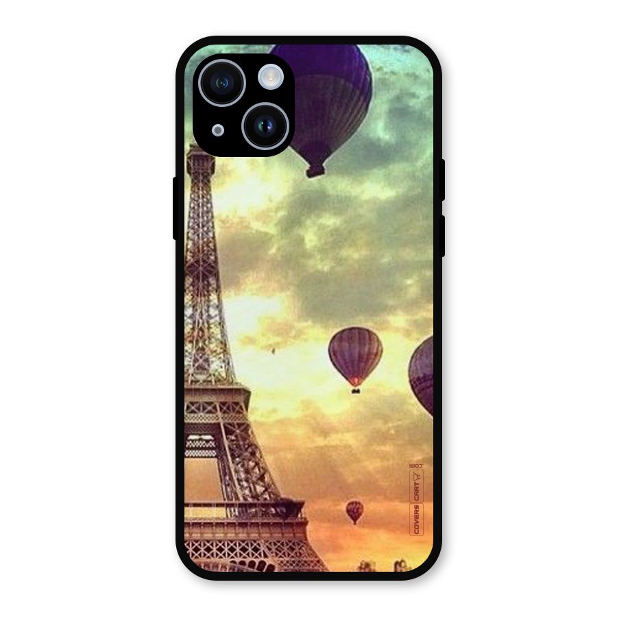 Artsy Hot Balloon And Tower Metal Back Case for iPhone 14