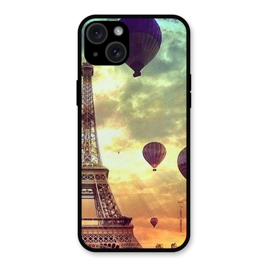 Artsy Hot Balloon And Tower Metal Back Case for iPhone 15 Plus