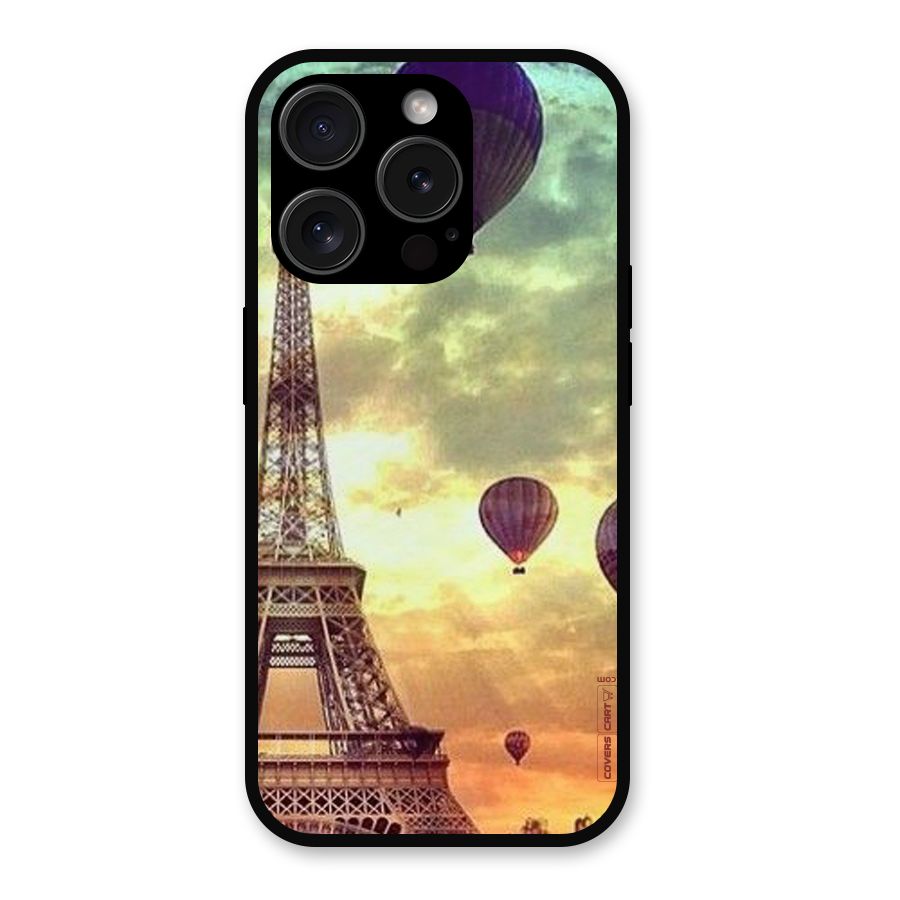 Artsy Hot Balloon And Tower Metal Back Case for iPhone 15 Pro