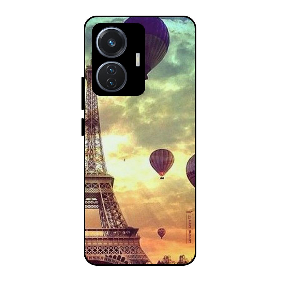 Artsy Hot Balloon And Tower Metal Back Case for iQOO Z6 44W