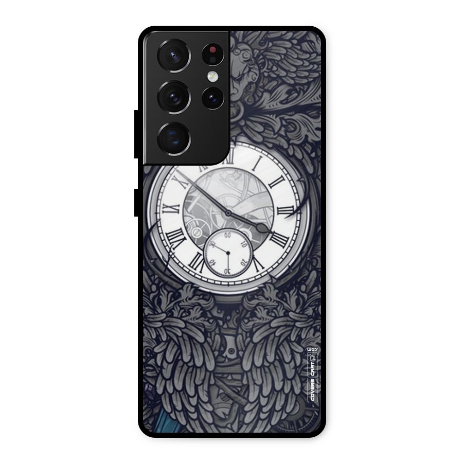 Artsy Wall Clock Metal Back Case for Galaxy S21 Ultra 5G
