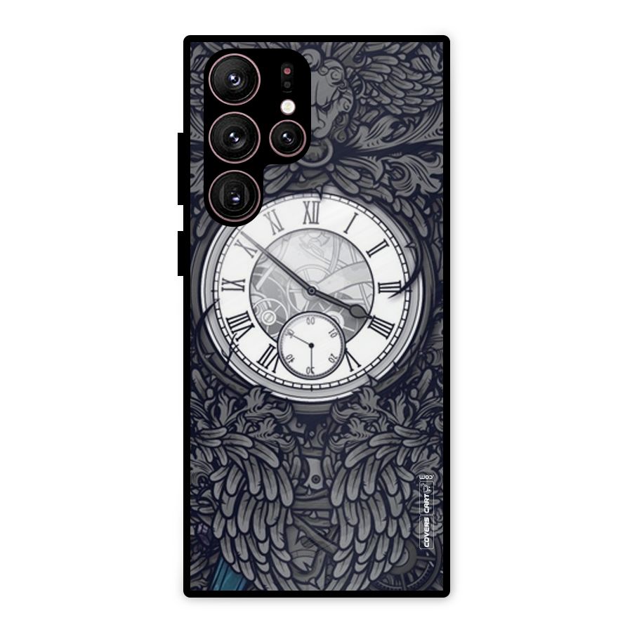 Artsy Wall Clock Metal Back Case for Galaxy S22 Ultra 5G