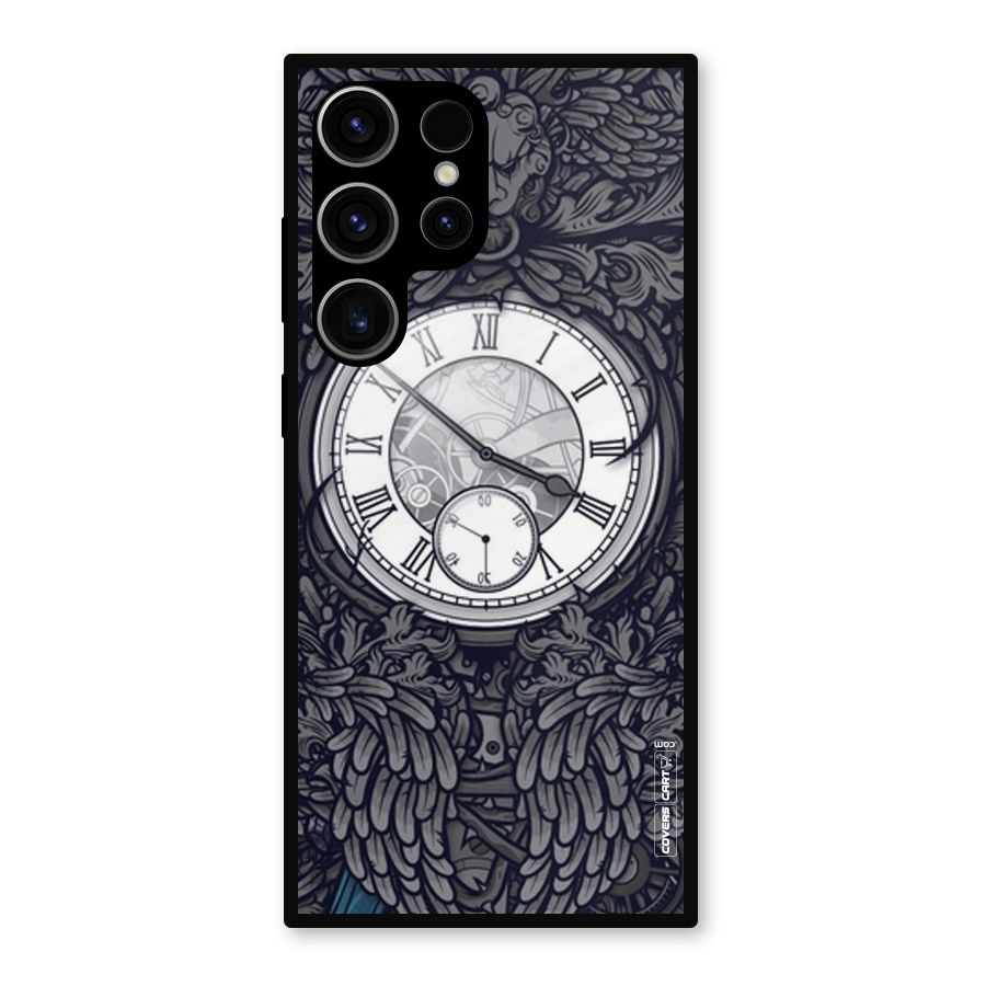Artsy Wall Clock Metal Back Case for Galaxy S23 Ultra