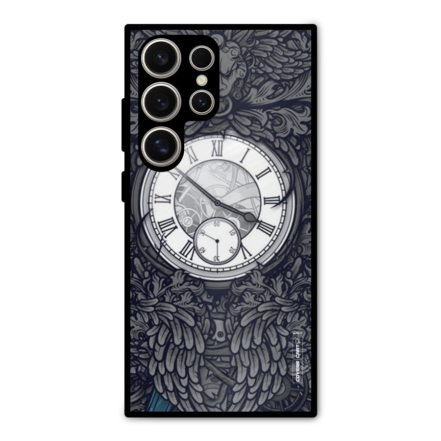 Artsy Wall Clock Metal Back Case for Galaxy S24 Ultra