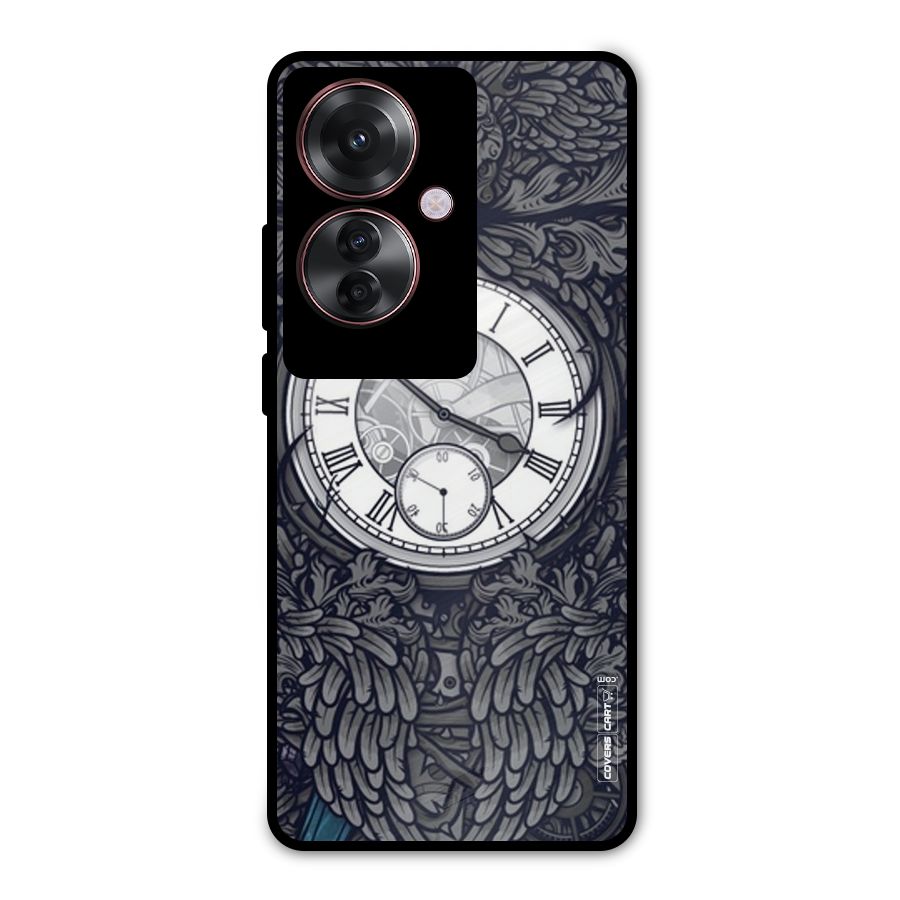 Artsy Wall Clock Metal Back Case for Oppo F25 Pro