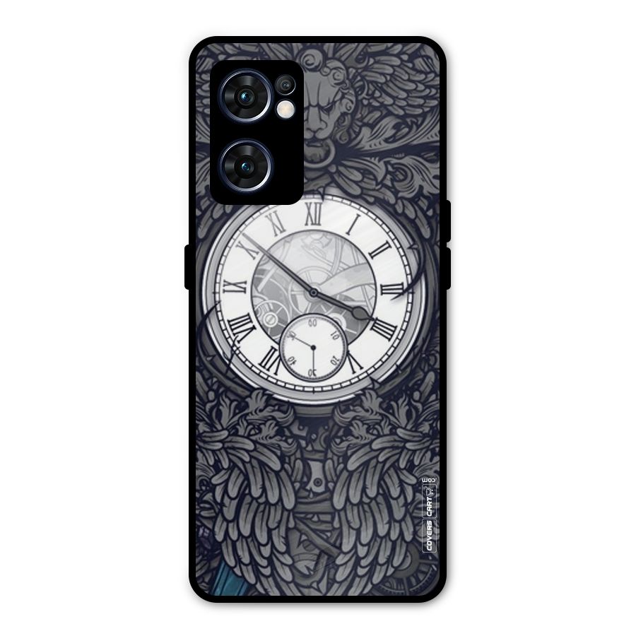 Artsy Wall Clock Metal Back Case for Oppo Reno7 5G
