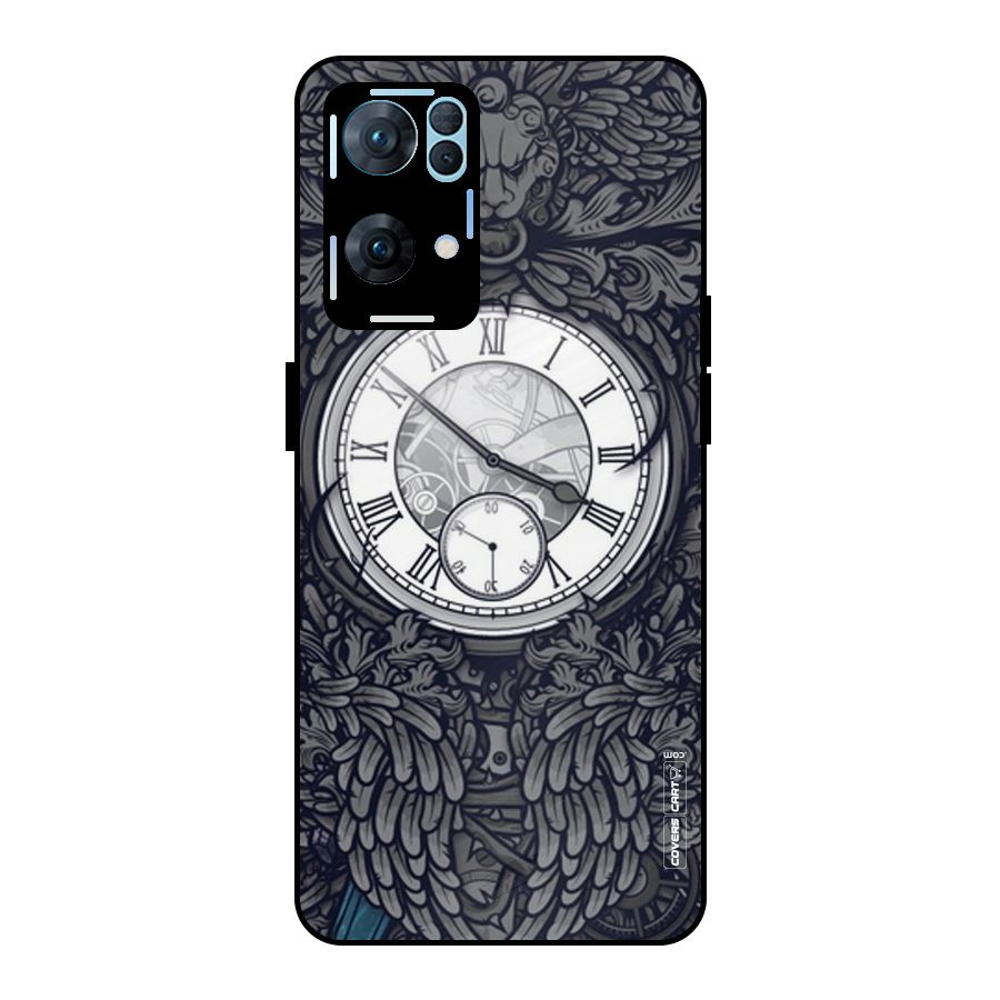 Artsy Wall Clock Metal Back Case for Oppo Reno7 Pro 5G
