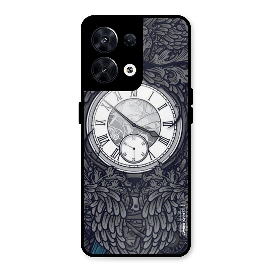Artsy Wall Clock Metal Back Case for Oppo Reno8 5G
