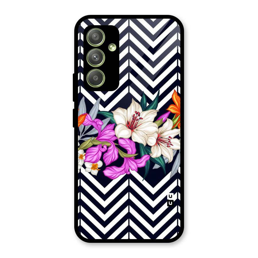 Artsy ZigZag Floral Glass Back Case for Galaxy A54