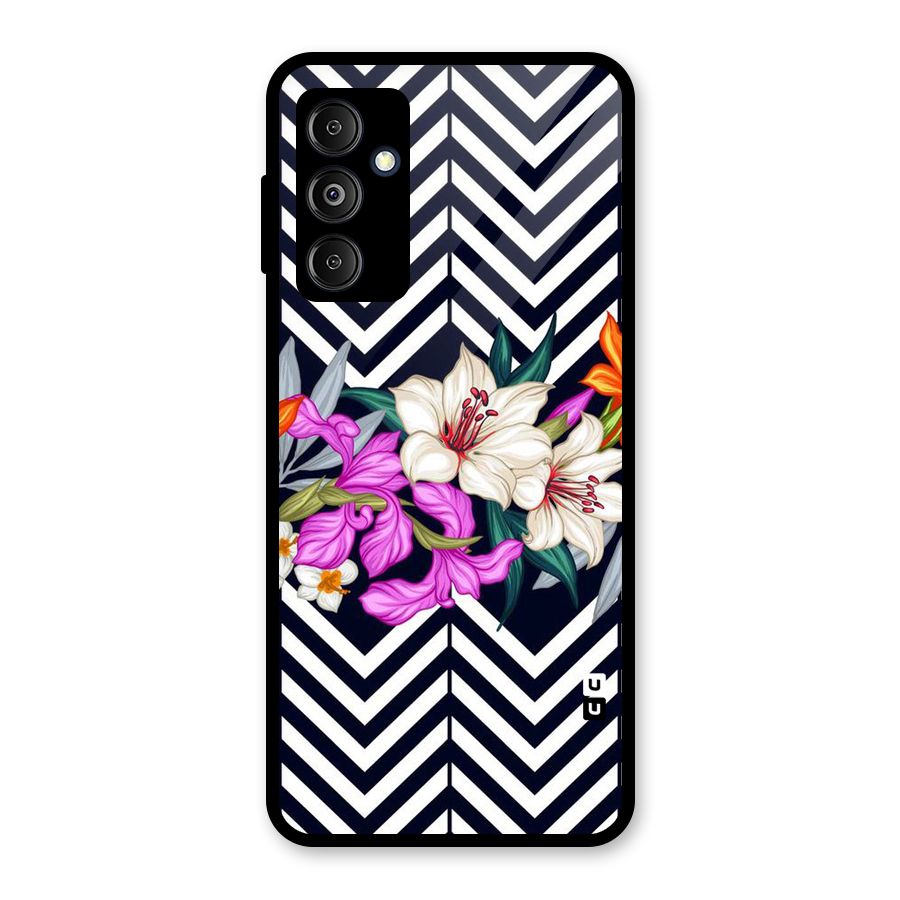 Artsy ZigZag Floral Glass Back Case for Galaxy M14 5G