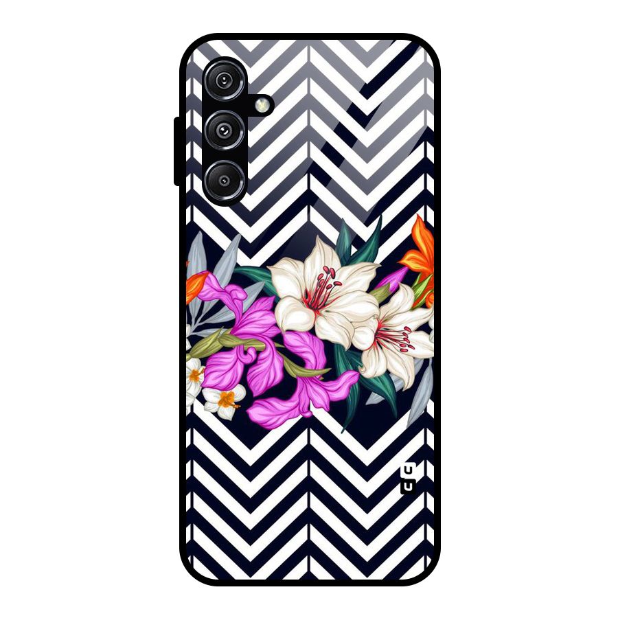 Artsy ZigZag Floral Glass Back Case for Galaxy M34 5G