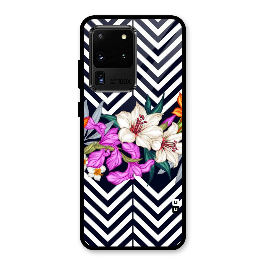 Artsy ZigZag Floral Glass Back Case for Galaxy S20 Ultra