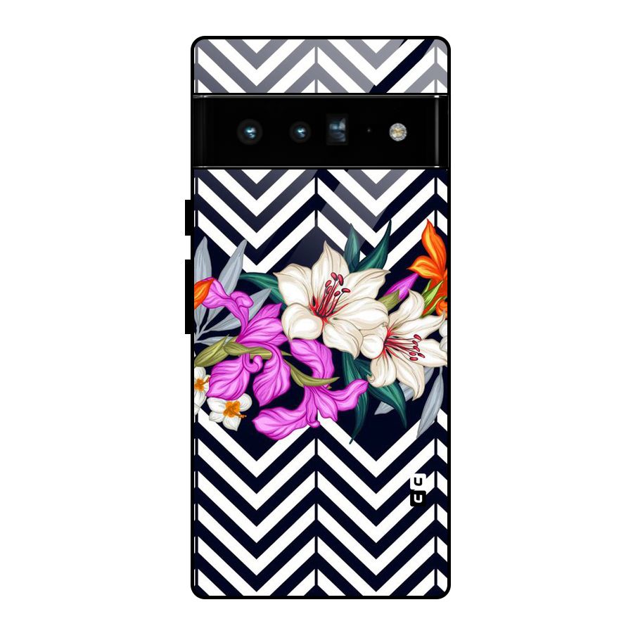 Artsy ZigZag Floral Glass Back Case for Google Pixel 6 Pro