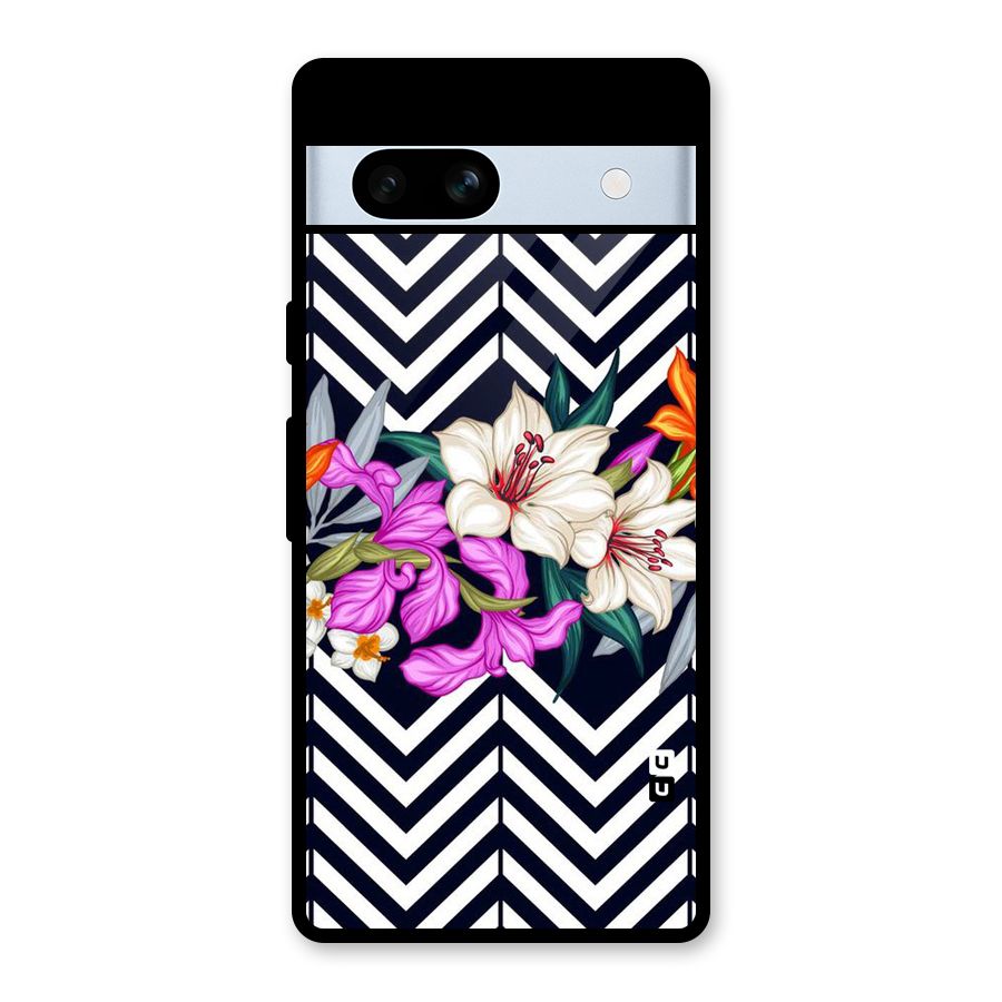 Artsy ZigZag Floral Glass Back Case for Google Pixel 7a