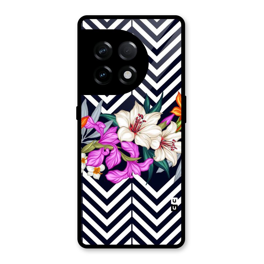 Artsy ZigZag Floral Glass Back Case for OnePlus 11R