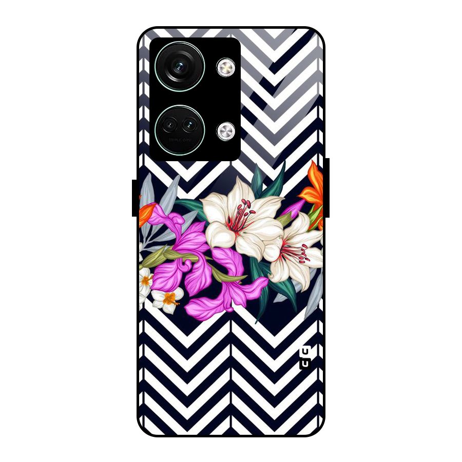 Artsy ZigZag Floral Glass Back Case for Oneplus Nord 3