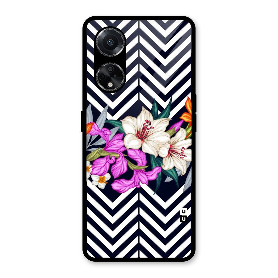 Artsy ZigZag Floral Glass Back Case for Oppo F23