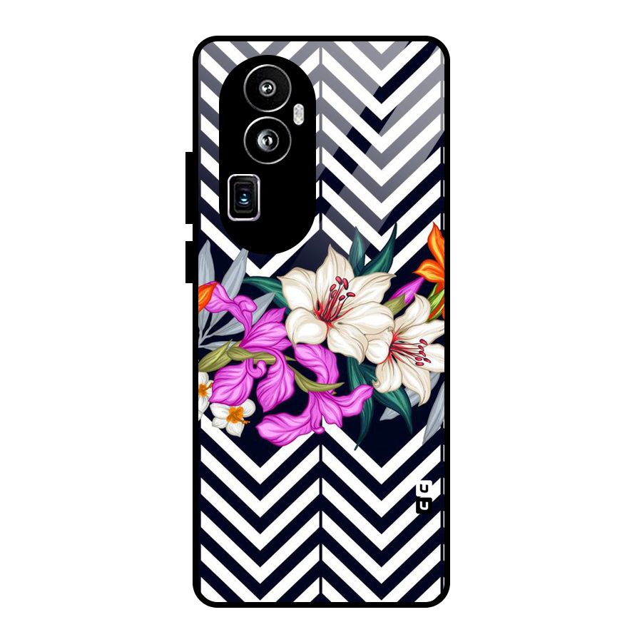 Artsy ZigZag Floral Glass Back Case for Oppo Reno10 Pro Plus
