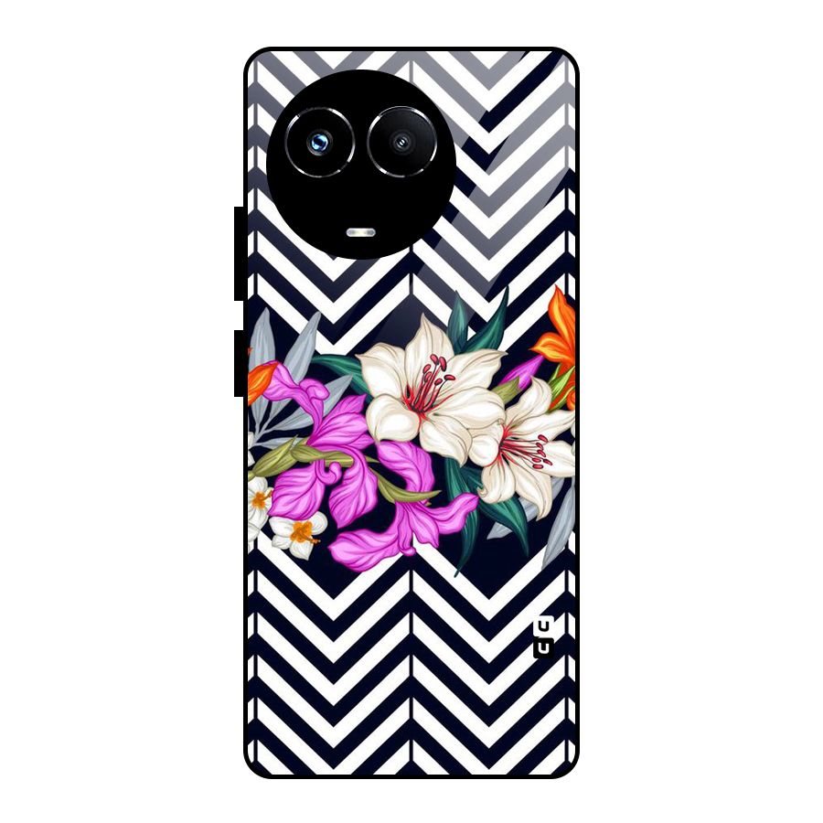 Artsy ZigZag Floral Glass Back Case for Realme Narzo 60X